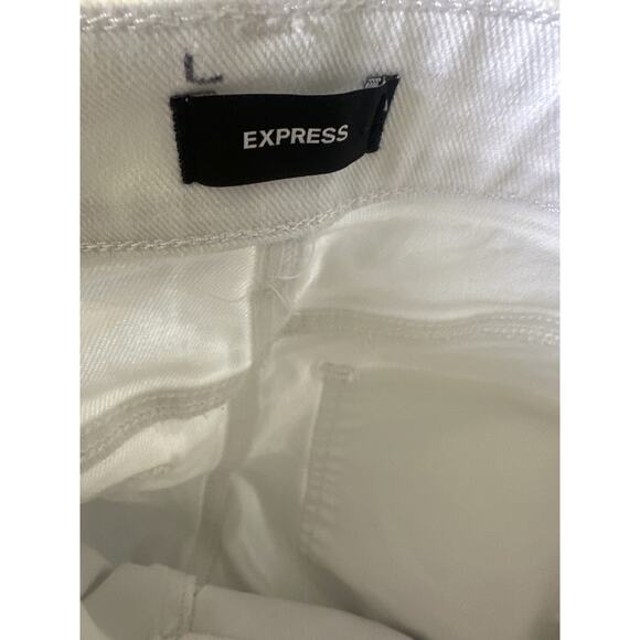 Express Relaxed Straight Low Rise Cargo Jeans White Denim Button Fly 12L 12 Long - Picture 6 of 11